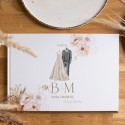 Personalizowany bilecik z modną grafiką w postaci kwiatów. Idealny dodatek na wesele.