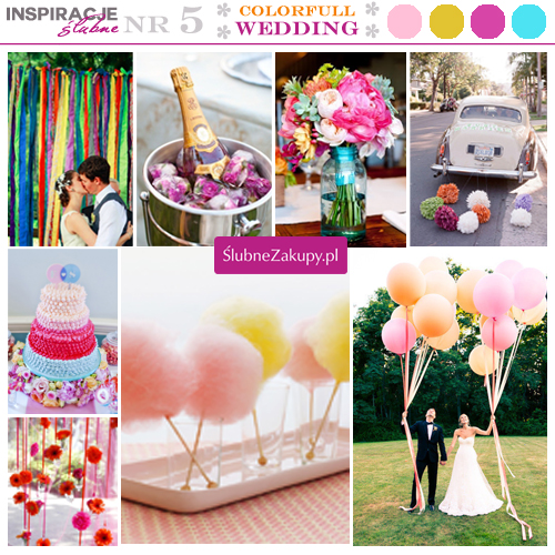 Ślub w kolorach tęczy. pastelowe balony olbrzymi i wata cukrowa na patykach.