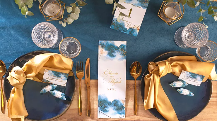 Kolekcja Złoto-Granatowa - eleganckie dekoracje na ślub 2020